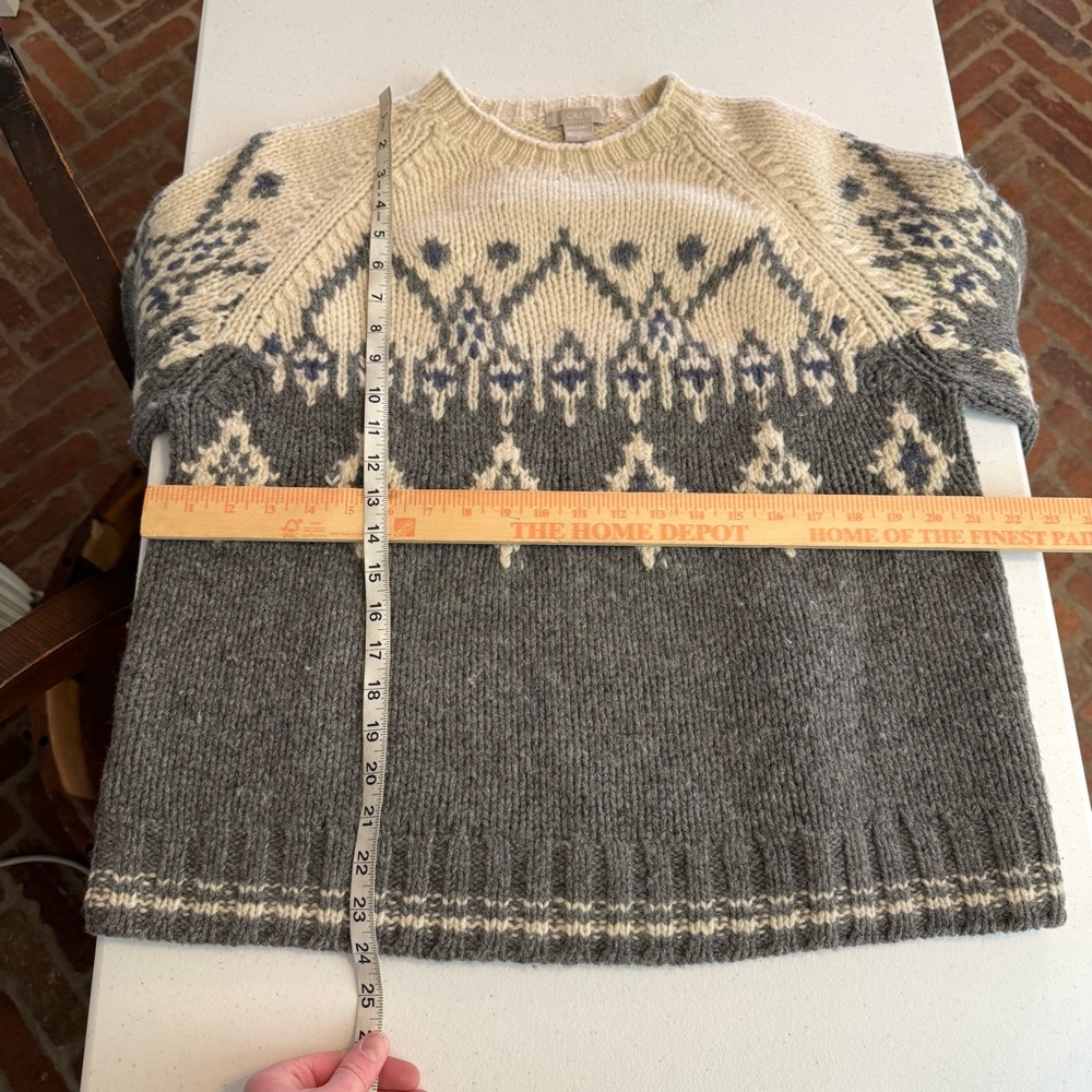 Vtg 90s J. Crew 100% Wool Fair Isle Knit Sweater sz medium classic vintage READ - Picture 7 of 8